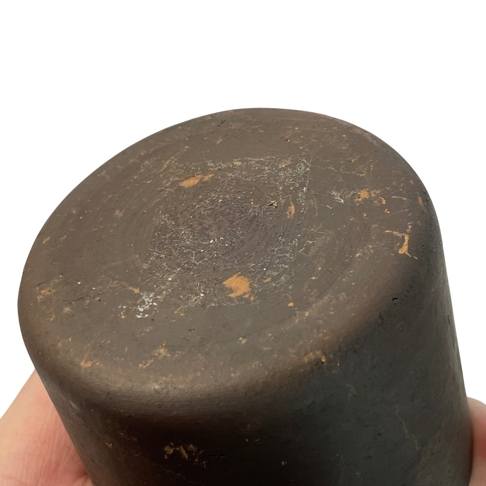 Artisanal Salt Cellar Set Smoke Fired Clay and Carved Stone with Spoons - Picture 6 of 16